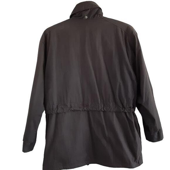 London Fog Black Sueded Utility Jacket Funnel Neck Windbreaker Raincoat Womens M - Picture 2 of 13